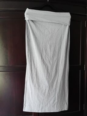 Fold-Over Maxi Skirt - Light Gray